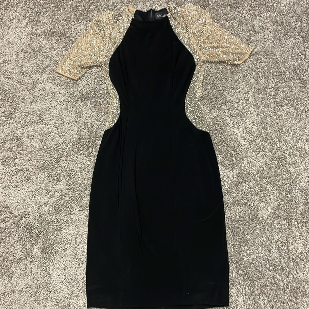 XSCAPE - Women's Rhinestone Illusion Sheath Dress - Picture 2 of 5